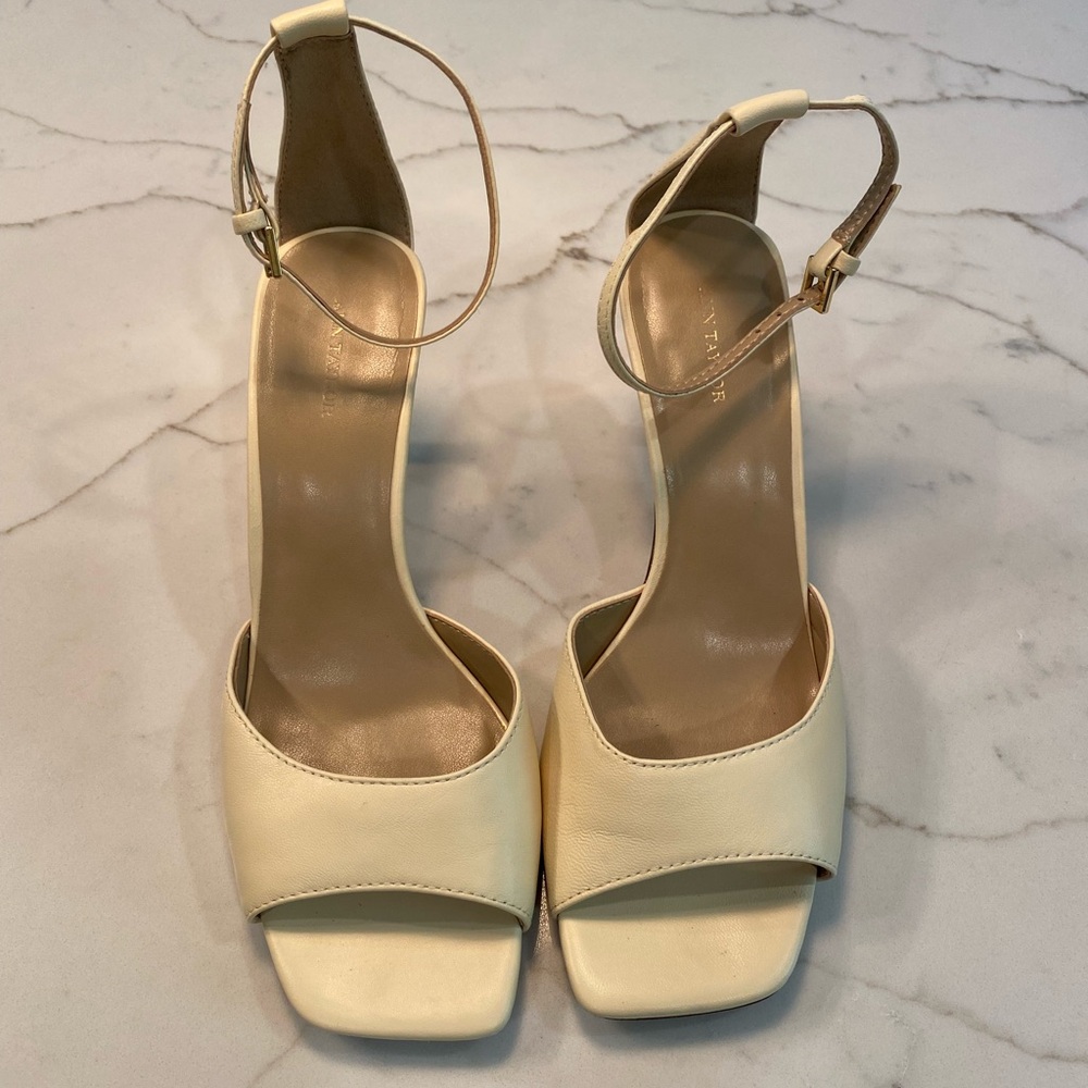 Ann Taylor leather square to high heel sandals